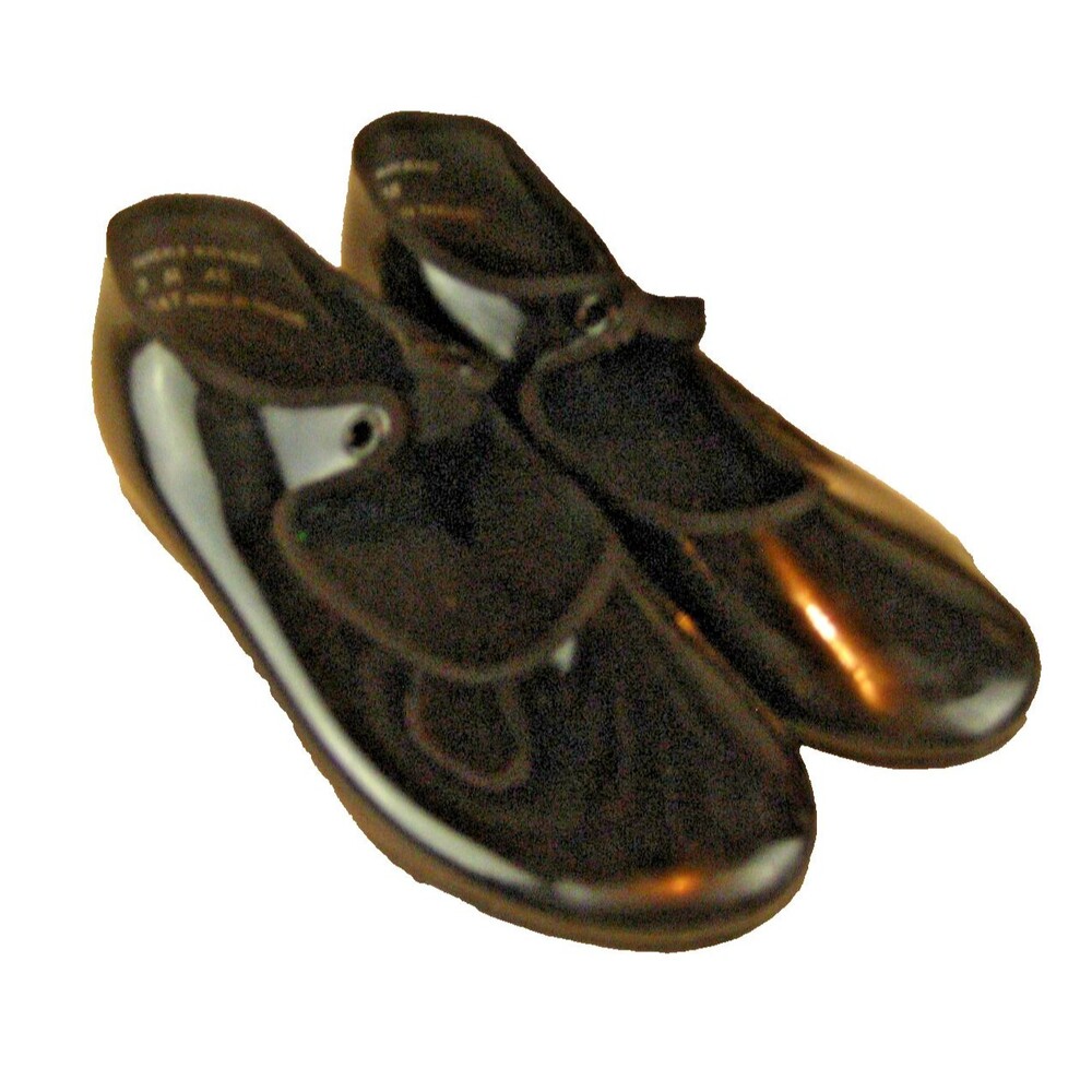 Girls Capezio TeleTone Black Patent Leather Dancing Tap Shoes sz 13M